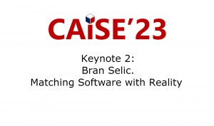 Report from the sustainability chairs & Keynote 2 – Bran Selic. Matching Software with Reality
